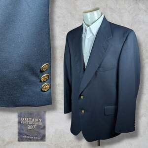 VTG Botany 500 Blazer Sport Coat Mens 46PTR Solid Blue Gold Buttons
